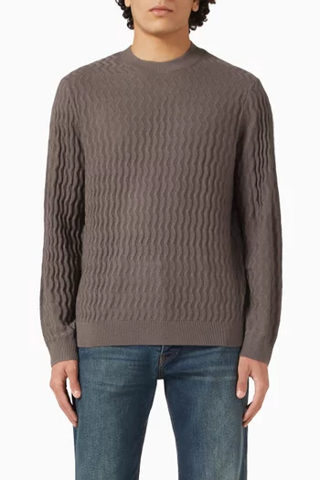 Wavy Texture Sweater in Wool-blend