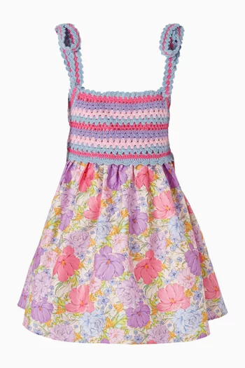 فستان شارلوت بنقشة زهور كروشيه