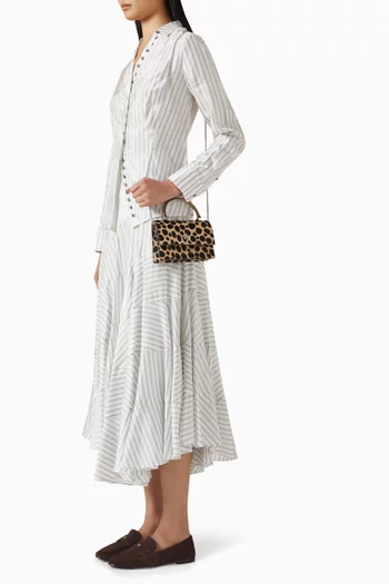 Mini Kira Leopard-print Top-handle Bag in Calf Hair