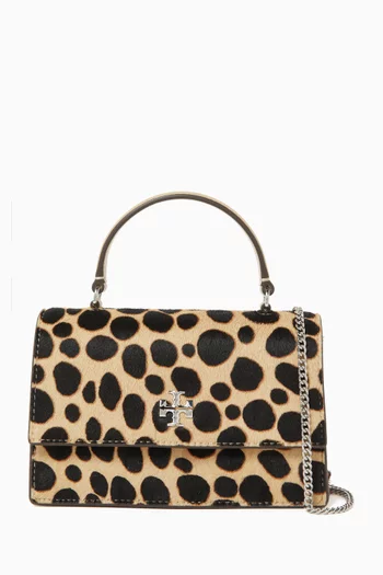Mini Kira Leopard-print Top-handle Bag in Calf Hair