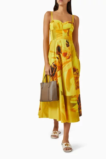 Printed Bustier Dress in Cotton-poplin