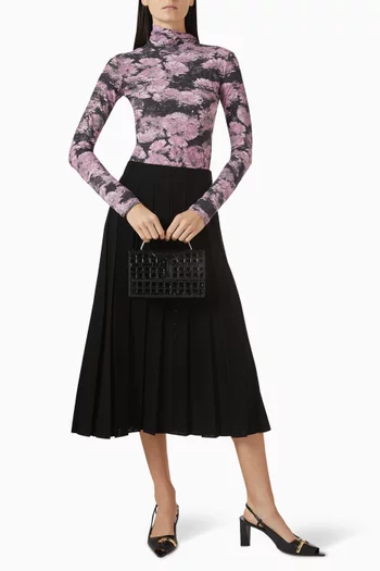 Pleated Midi Skirt in Lace