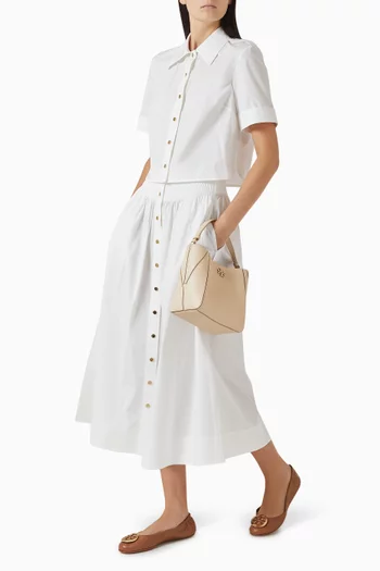 Buttoned Midi Skirt in Cotton-poplin