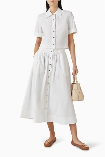 Cropped Camp Shirt in Cotton-poplin