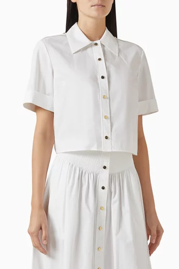 Cropped Camp Shirt in Cotton-poplin