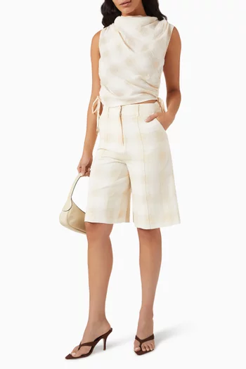 Oakley Check-print Shorts in Linen