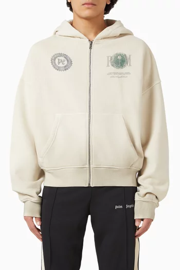 Dollar-print Zip Hoodie in Cotton-fleece