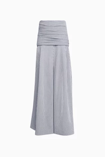 Bustier Flare Jumpsuit in Seersucker Cotton