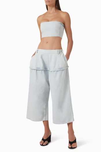 Peplum Bermuda Shorts in Denim