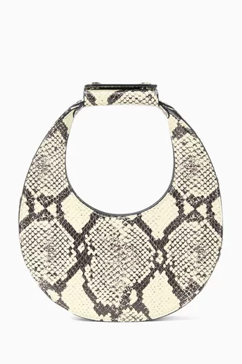 حقيبة جود نايت بتصميم نصف دائري جلد بنقشة جلد الأفعى