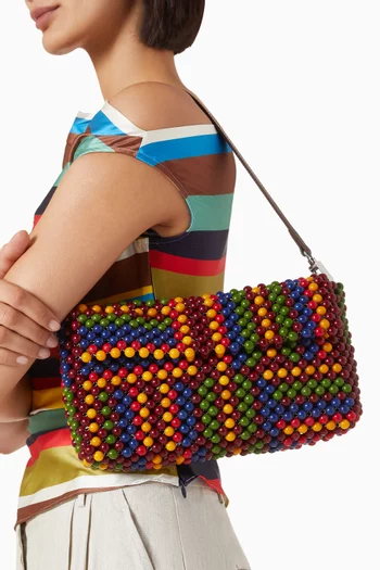 Timmy Beaded Shoulder Bag in Raffia