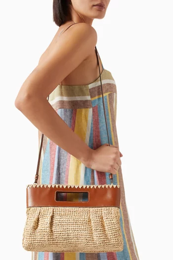 Lena Clutch Bag in Raffia & Leather