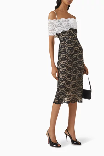 Off-shoudler Midi Dress in Lace
