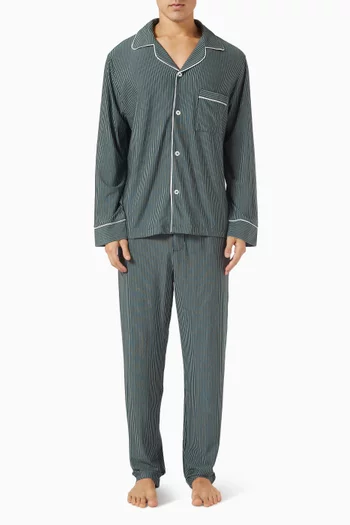 طقم بيجاما ويليام بأكمام طويلة ونقشة تينسيل مودال