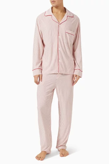 طقم بيجاما ويليام بأكمام طويلة ونقشة تينسيل مودال