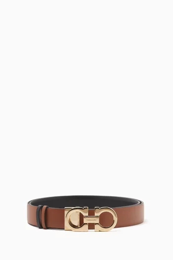 Gancini Reversible Belt in Hammered Calf Leather
