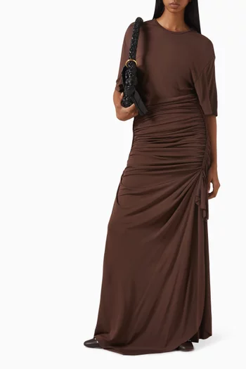 Shibari Ruched Maxi Dress in Jersey