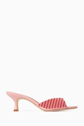 حذاء مفتوح بريجيت مزين بخرز بكعب 55 مم جلد