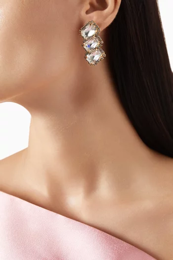Leonore Crystal Earrings in Gold-plated Metal