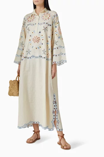 Embroidered Kaftan in Cotton
