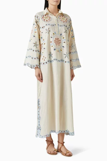 Embroidered Kaftan in Cotton