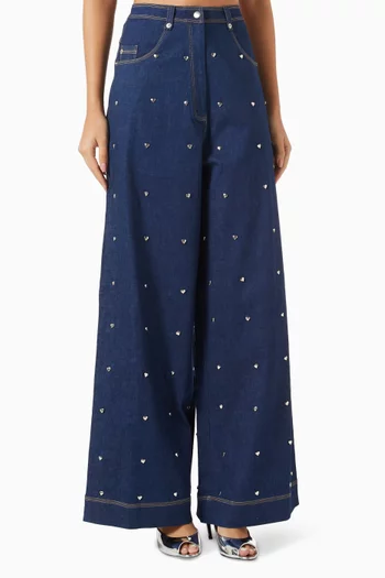 بنطال جينز كاستور بقصة ساق واسعة