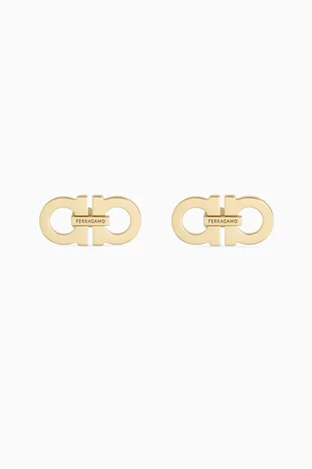 Double Gancini Earrings in Brass