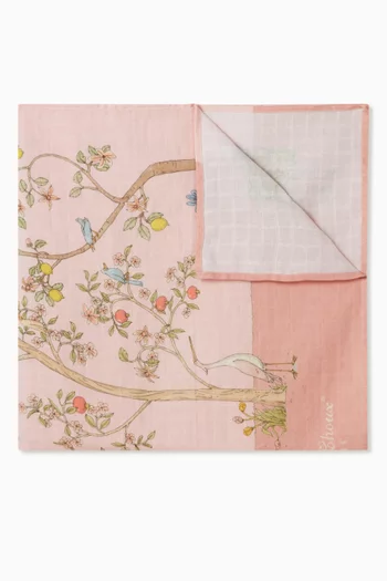 Floral Carré Blanket in Organic Cotton