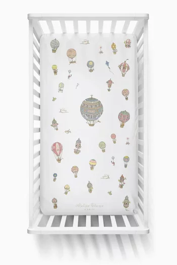 Hot Air Balloon Fitted Sheet in Satin-finish Organic Cotton
