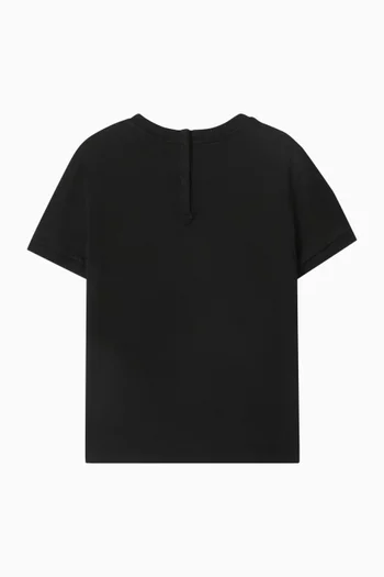 تي شيرت قطن مزين بشعار الماركة وكريستال