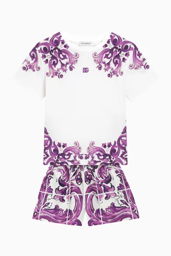 تي شيرت بنقشة مايولكا قطن