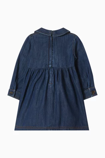 Floral-embroidered Dress in Denim