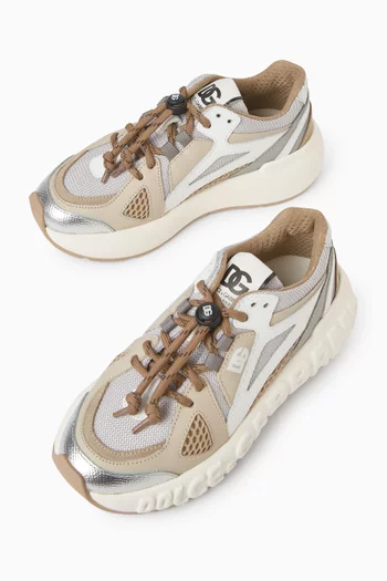 Lace-up Sneakers in Nylon & Mesh
