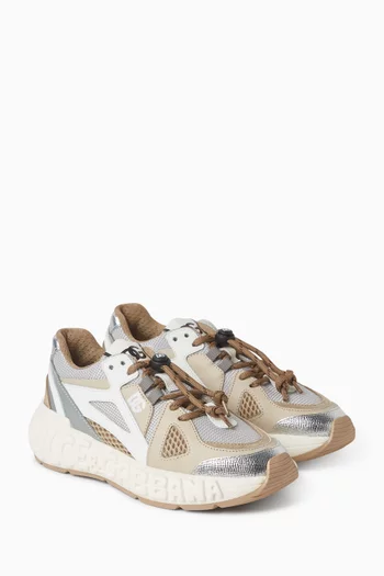 Lace-up Sneakers in Nylon & Mesh