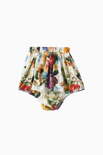 Flower-print Skirt & Bloomers in Cotton Poplin