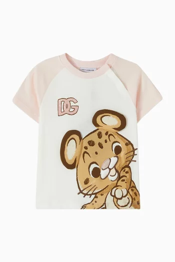 تي شيرت بشعار الماركة وأسد قطن