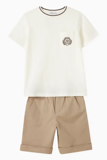 Logo Crest-embroidered T-shirt in Cotton