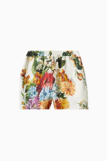 Floral-print Shorts in Cotton-poplin