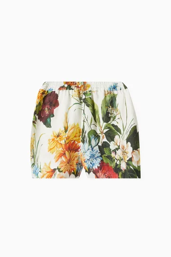 Floral-print Shorts in Cotton-poplin