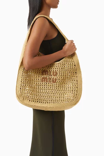 Woven Hobo Bag in Raffia