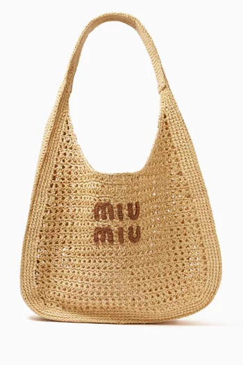 Woven Hobo Bag in Raffia