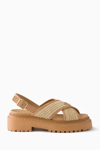 Chunky Sandals in Crochet & Leather