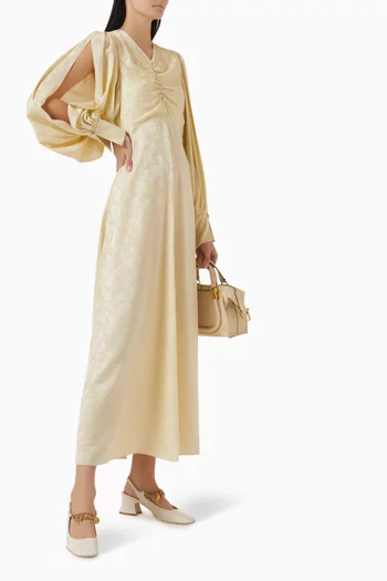 Ruched Dress in Silk Jacquard