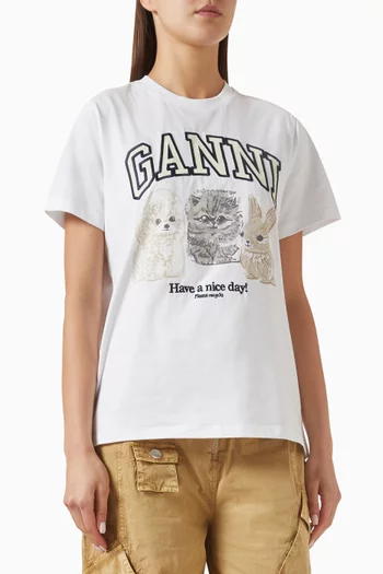 Animals-print T-shirt in Cotton-jersey