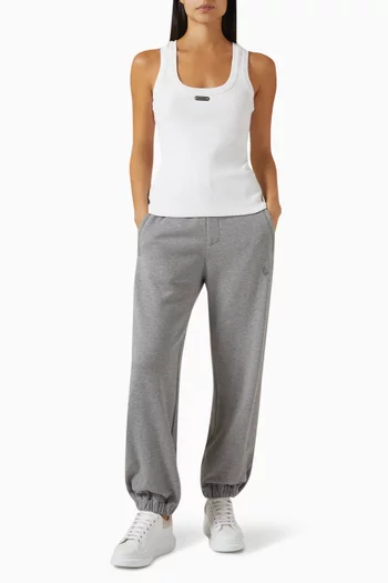 بلوزة بلا أكمام بشعار الماركة نسيج مضلع