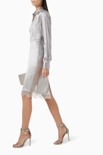 Lace-trim Skirt in Silk Blend