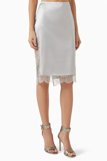 Lace-trim Skirt in Silk Blend