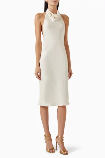 Open-back Halterneck Dress in Silk