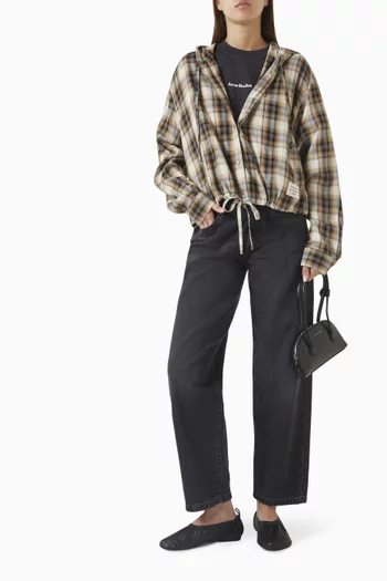 Check Hooded Overshirt in Viscose