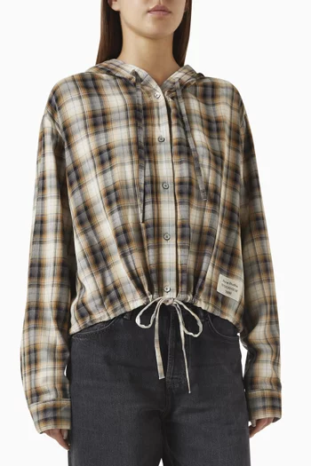 Check Hooded Overshirt in Viscose